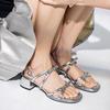 Fashion with Skirt Bow Square Head Thick Heel Sandals Women's Summer 2025 New French Open-toed Sandals Women's Shoes