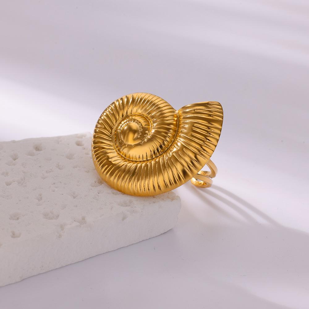 Vintage Conch Rings For Women Gold Color Stainless Steel Geometric Conch Ring Wedding Statement Summer Ocean Jewelry Gift Bff