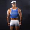 JSY Sexy Sailor Uniform Cosplay Lingerie Men Underwear Blue Vest Bodysuit Erotic Lingerie Porno Costumes Sexy Role Play Outfits