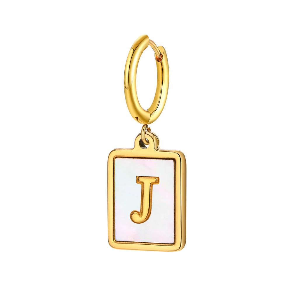 26 Letter Earrings Diy Stainless Steel Shell Letter C Earrings Gold Women'S Earrings, Jewelry Ed-637
