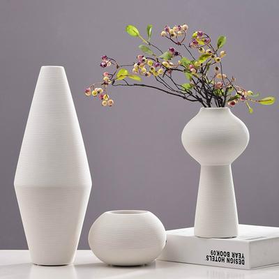 Nordic Classic White Art Ceramic Flower Vase Dining Room Creative Decoration Porcelain Vases