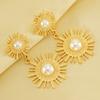 2026 Retro Round Sunflower Pearl Earrings Simple and Versatile Temperament Pearl Gold-plated Stud Earrings Women