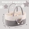 Portable Diaper Caddy Organizer Soft Cotton Rope Nursery Diaper Storage Basket with Sturdy Handle Large Capacity Storage Bag