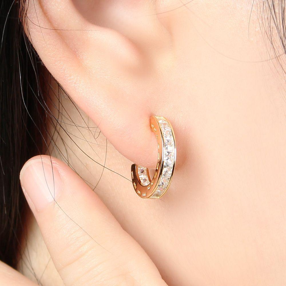 Goldpoint Women's Clip-On Earrings Cubic Daily Light Earrings Silver 925 Earrings 925 Silver Earrings Straight Earrings