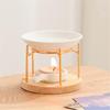 Ceramics Essential Oil Warmer Tealight Candle Holder Aromatherapist Wax Melt Burners Diffuser Wood Stand for Relaxation