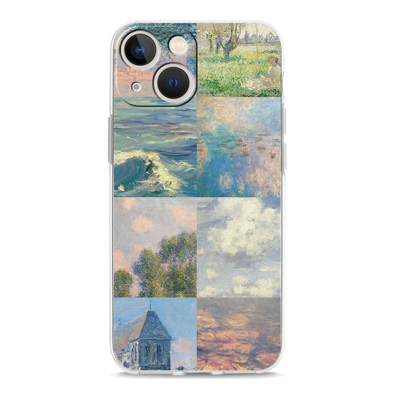 

Чехол для телефона iPhone 15 14 13 12 Mini 11 Pro Max XS X XR 7 8 Plus прозрачный противоударный силиконовый чехол TPU Claude Monet Art iPhone 14 Plus