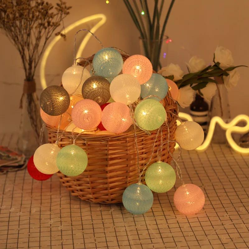 20LED Cotton Balls String Lights Garland Fairy Street Lights Christmas Decorations for Home Outdoor Wedding Garden Patio Lights