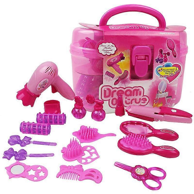 Kids Makeup Set with Comb Hair Curler Hair Clip and Beauty Accessories, Pretend Play Cosmetic Toy for Children
