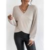 Autumn Winter Niche V-neck Cross Pullover Long Sleeved T-Shirts Women’s