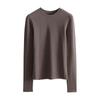Tangge Women's Long-Sleeve Seamless Mulberry Silk Top - Soft, Elastic, Light, and Warm Round Neck Shirt