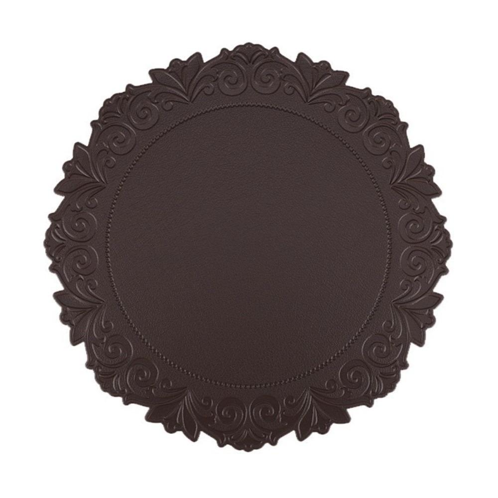 Anti-Slip Table Placemats Round Shape Faux Leather Placemats Embossed Placemats Dining Table