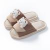 Women's Cartoon Bear Open-Toe Linen Slippers - Cozy Indoor Footwear for All Seasons