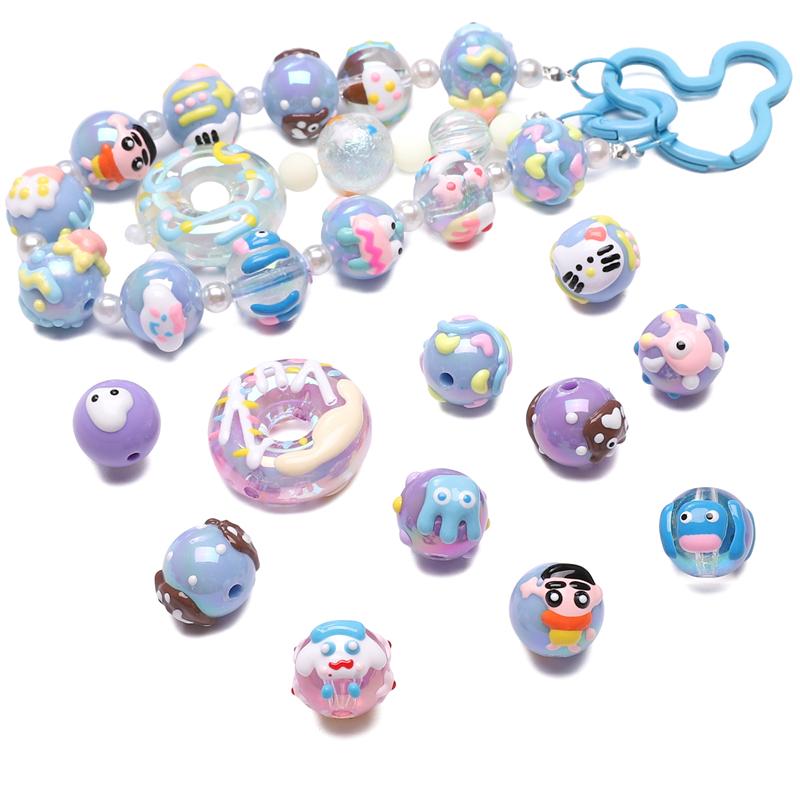 Acrylic Three-Dimensional Painted Beads Cartoon Colorful Hand-Painted Beads DIY Bracelet Mobile Phone Chain Accessories Fashion Handmade