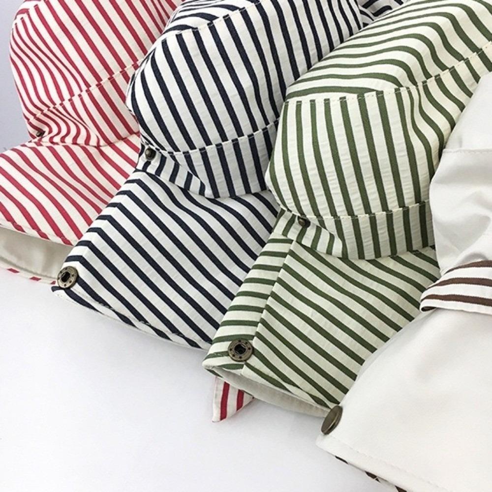 Wide Brim Striped Sun Hat UV Protection Fishmen Hat Fashion Reversible Bucket Hat  Summer
