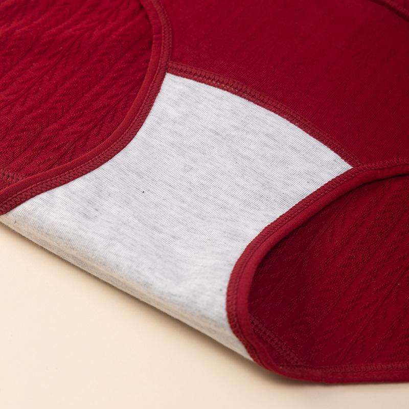 Lady Spring and Autumn Jacquard 10A Antibacterial Extended Crotch Native Year Red Underwear