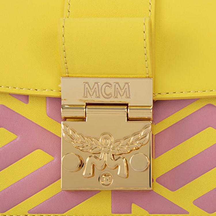 New MCM Calfskin Shoulder Bag Mini Women's Yellow Multicolor MWRCSWO03Y3001