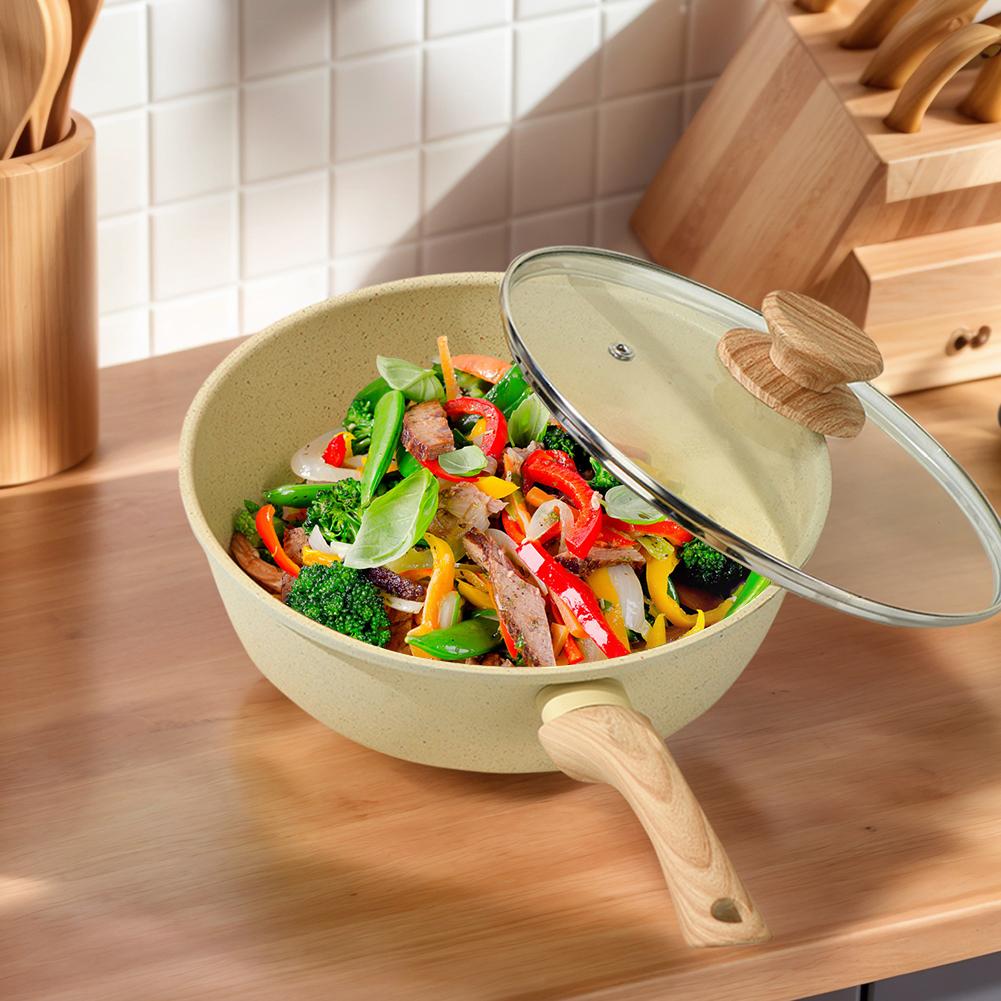 Antihaft-Pfanne mit Deckel Kochpfanne PFOA/PFAS/PTFE-frei Hitzebeständiger Griff für Eier & Omeletts