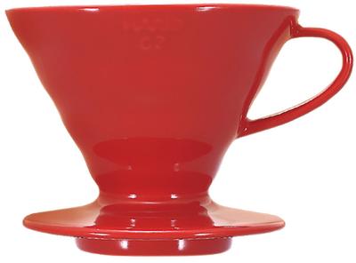 HARIO V60 Transparentní dripper 02 Keramický červený na šálky kávy Ruční dripper Vyrobeno v Japonsku 1-4 VDCR-02-R