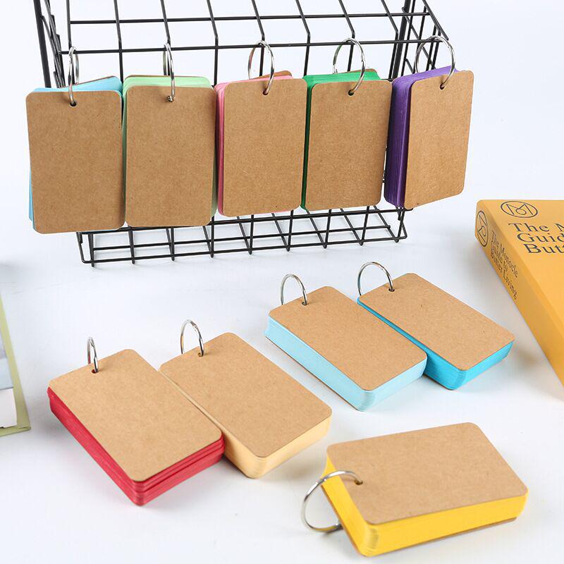 Iron Ring-Bound Blank Message Cards - Hole-Punched, Notepad, Hand-Drawn, Paper Cards for Reading & Writing