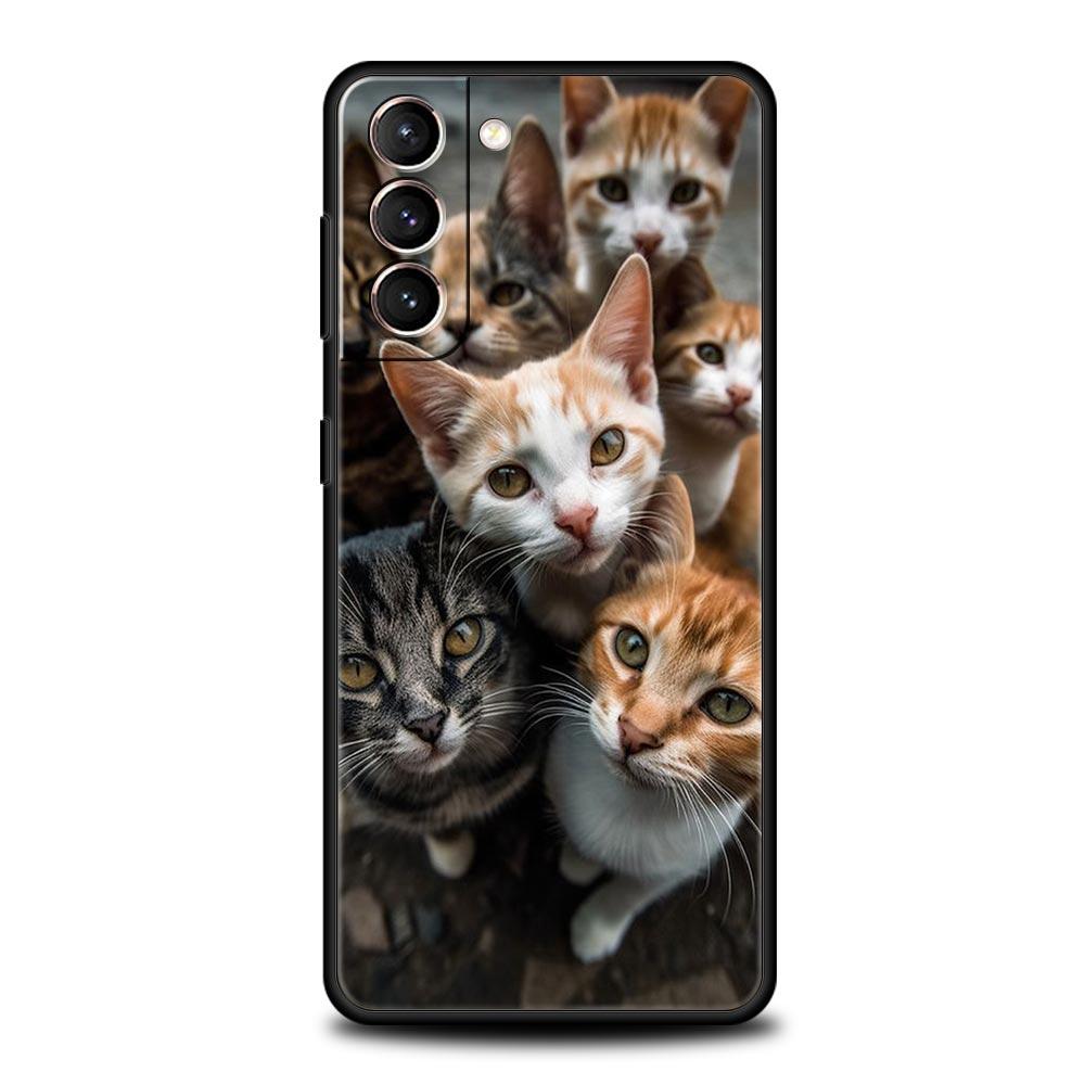 Zvířecí selfie umění Pouzdro na telefon Pro Samsung Galaxy S24 S23 Ultra S22 S21 S20 FE 5G S10 S10E S9 Plus S8 Silikonový Černý Kryt Nárazník