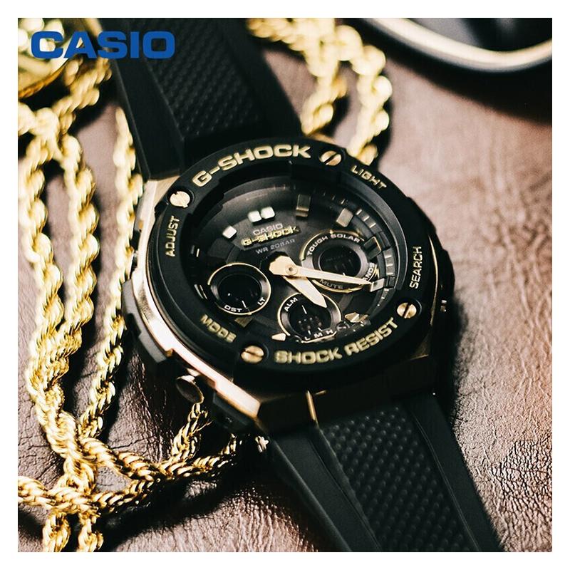 Casio G-STEEL Series-S Disc Dual Display Urban Fashion Shockproof Waterproof Solar Power Sports Quartz Movement Resin Strap Japanese and GST-S300G-1A9