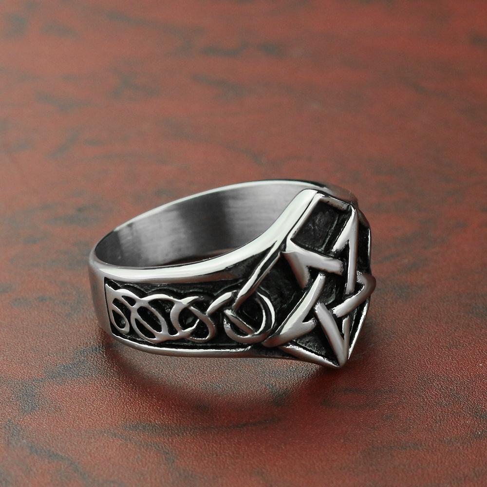 Pentagram Hip-hop Series Men's Retro Simple Ring