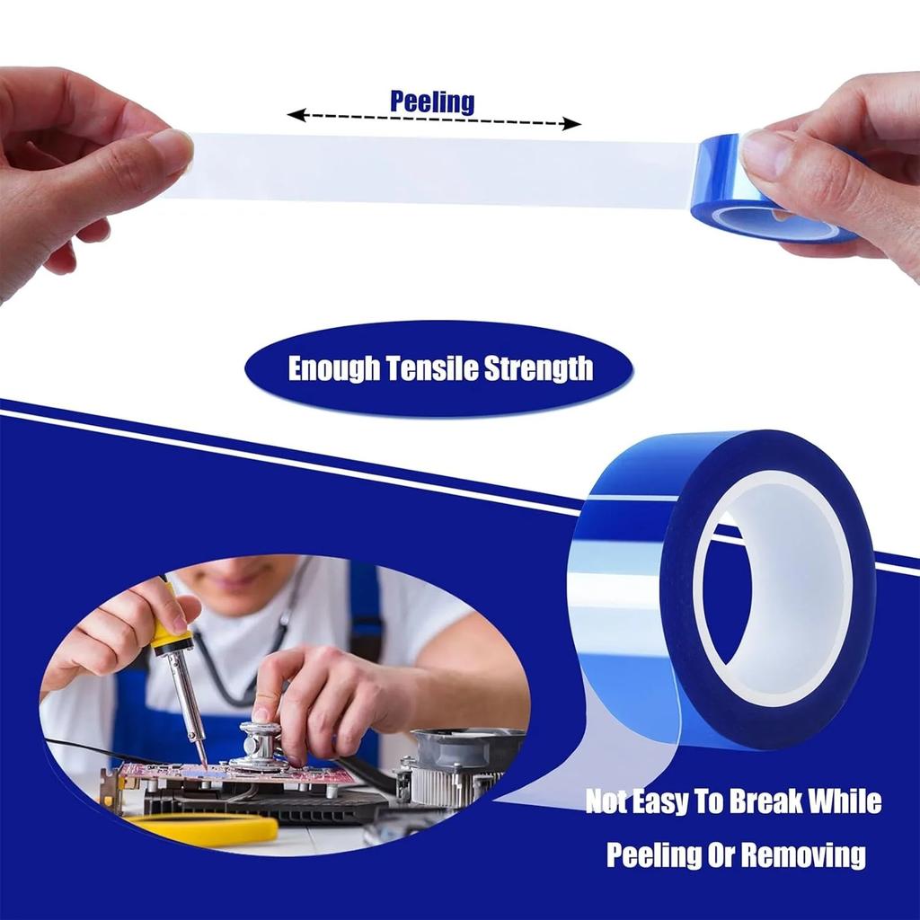 4 Rolls Blue Heat Tape, High Temperature Heat Resistant Tape Heat Transfer Tape for Heat Sublimation Press Vinyl, No Residue