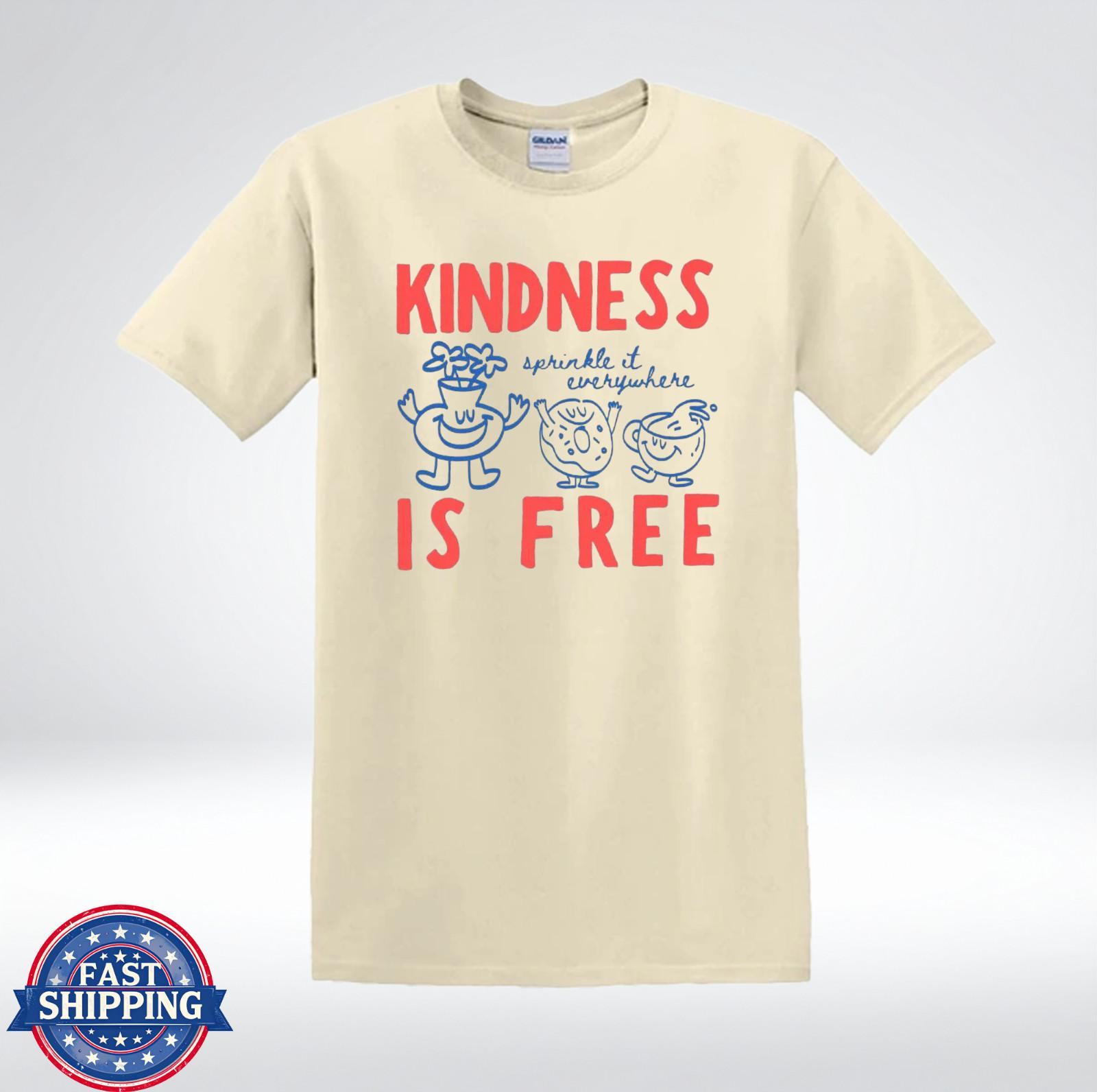 Kindness Is Free Positive Message Cute Doodle Graphic T-Shirt M