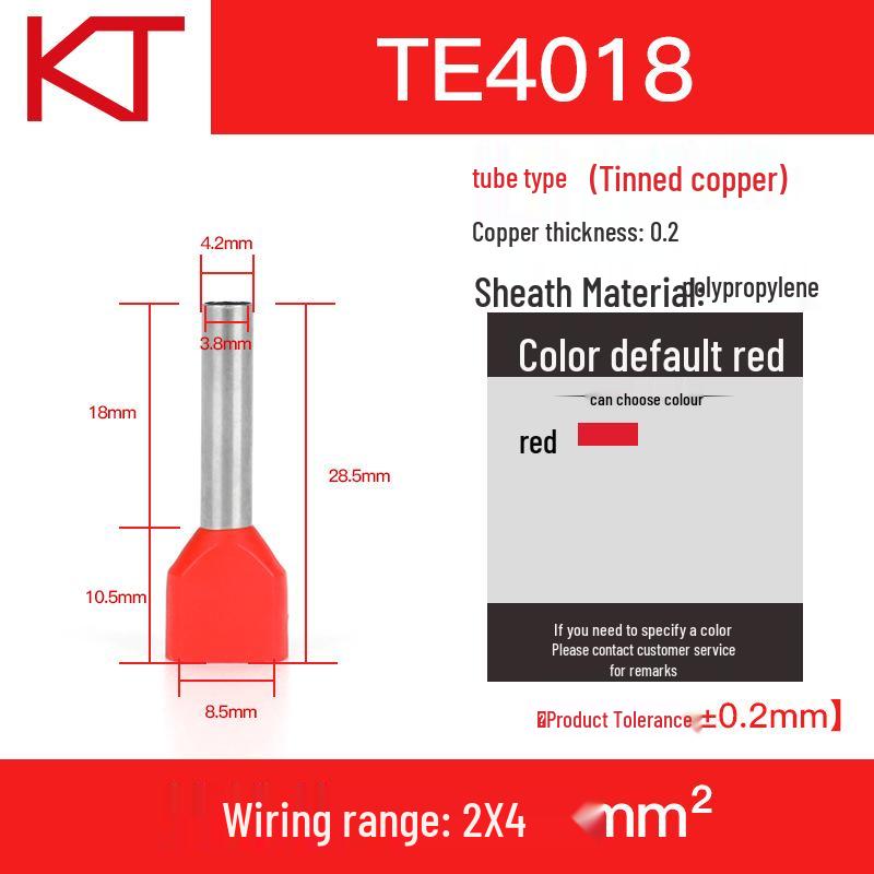 KT KST TE4012/4018/6014 Tubular Pre-Insulated Purple Copper Lug Wire Connector Terminal