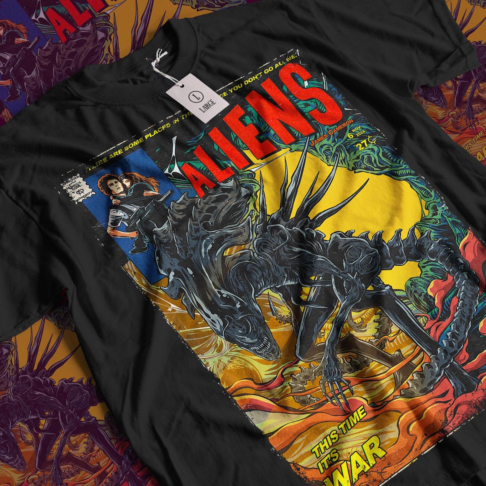 Aliens Movie T-Shirt: Vintage Sci-Fi Horror Graphic Tee S