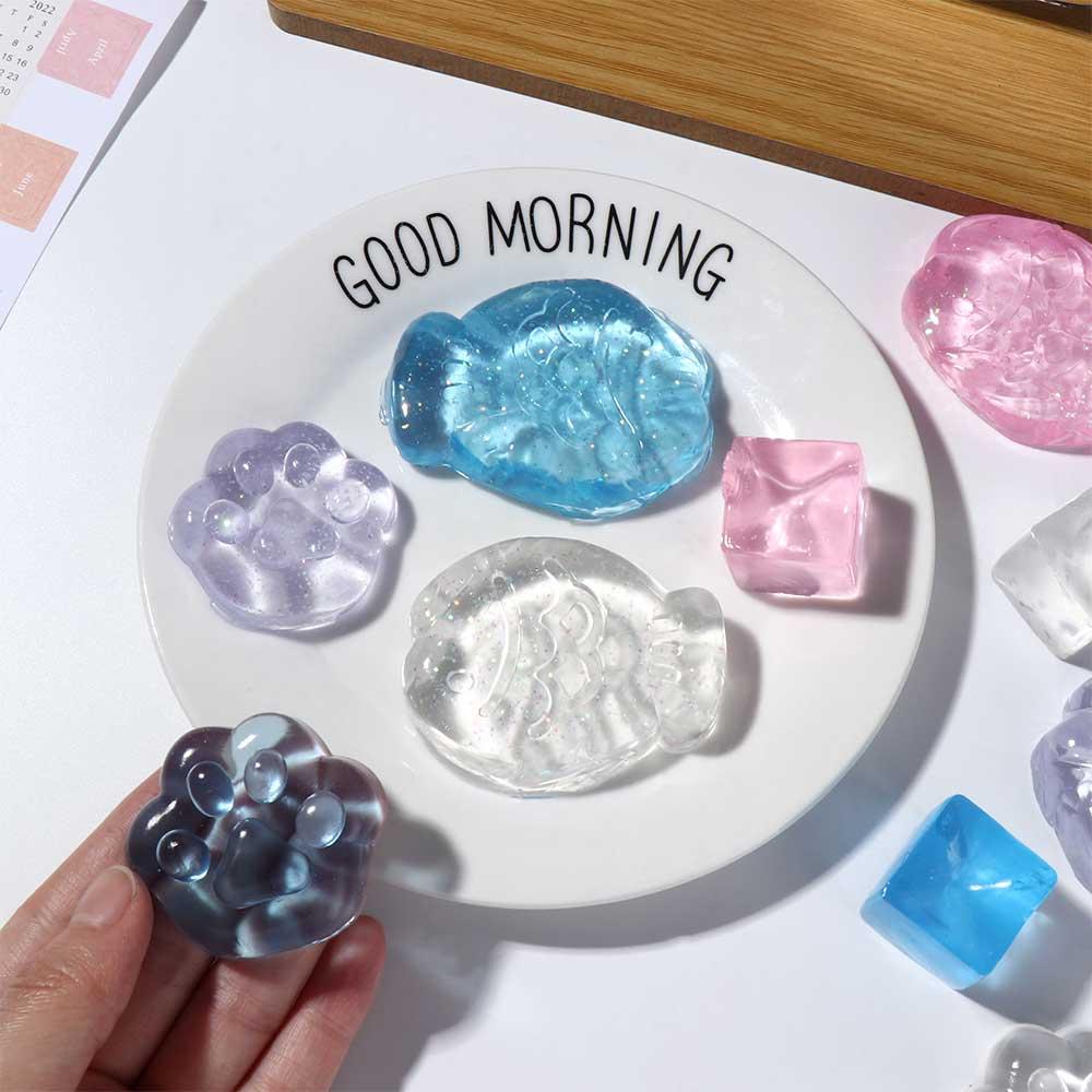 Transparent Hand Pinching Squeeze Toy Ice Pressure Ball Toy Cat Paw Mini Mochi Mini Mochi Ice Block