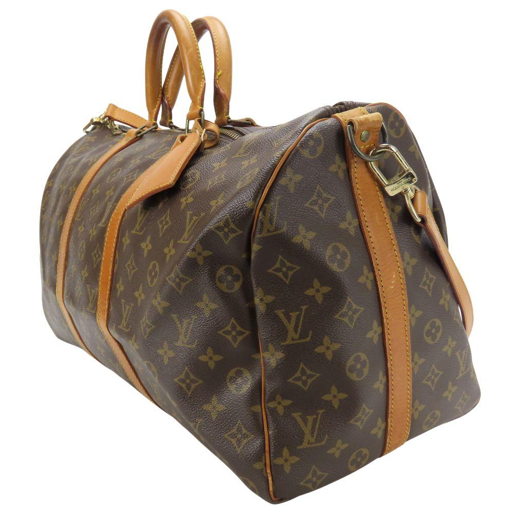 Used LOUIS VUITTON Boston Bag Kiepol Band Barriere 50 M41416 Monogram/Nume Leather Brown Shoulder