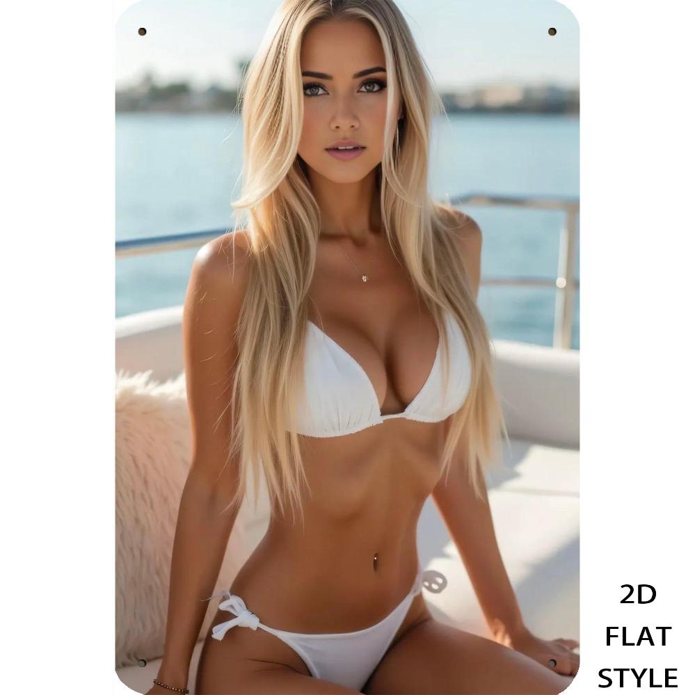 

Retro x Inch Metal Sign White Swimsuit Golden Hair Wall Art Decor 20x30cm（7.8x11.8inch）