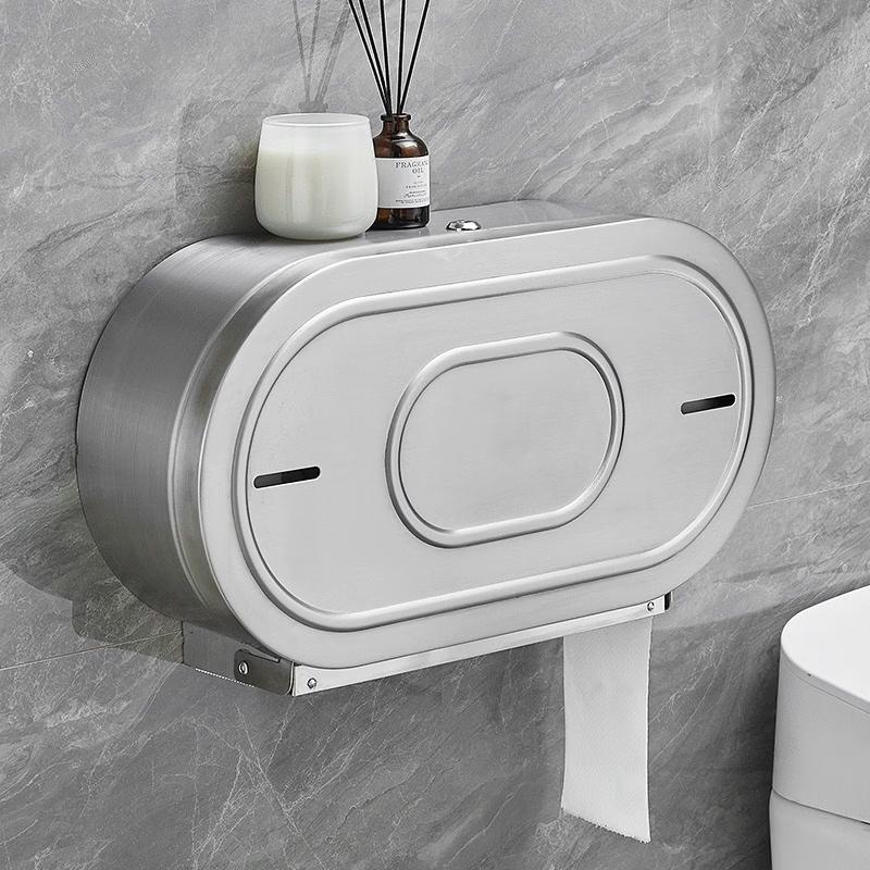 

Stainless Steel Double Roll Toilet Paper Holder with Hook
