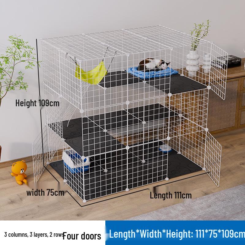 DIY Spacious Indoor Cat Iron Mesh Villa with Litter Box Space
