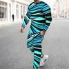 Men Pink Black White Wavy Curve Geometric Print Long Sleeve Sweatshirt Jogger Pants Two Piece Suit