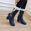 Mode Übergröße 6CM Absätze Damen Mid-Calf Schuhe Komfort Botas Mujer Top Qualität Damen Schneestiefel Warm Dickes Fell Winterstiefel Schuh