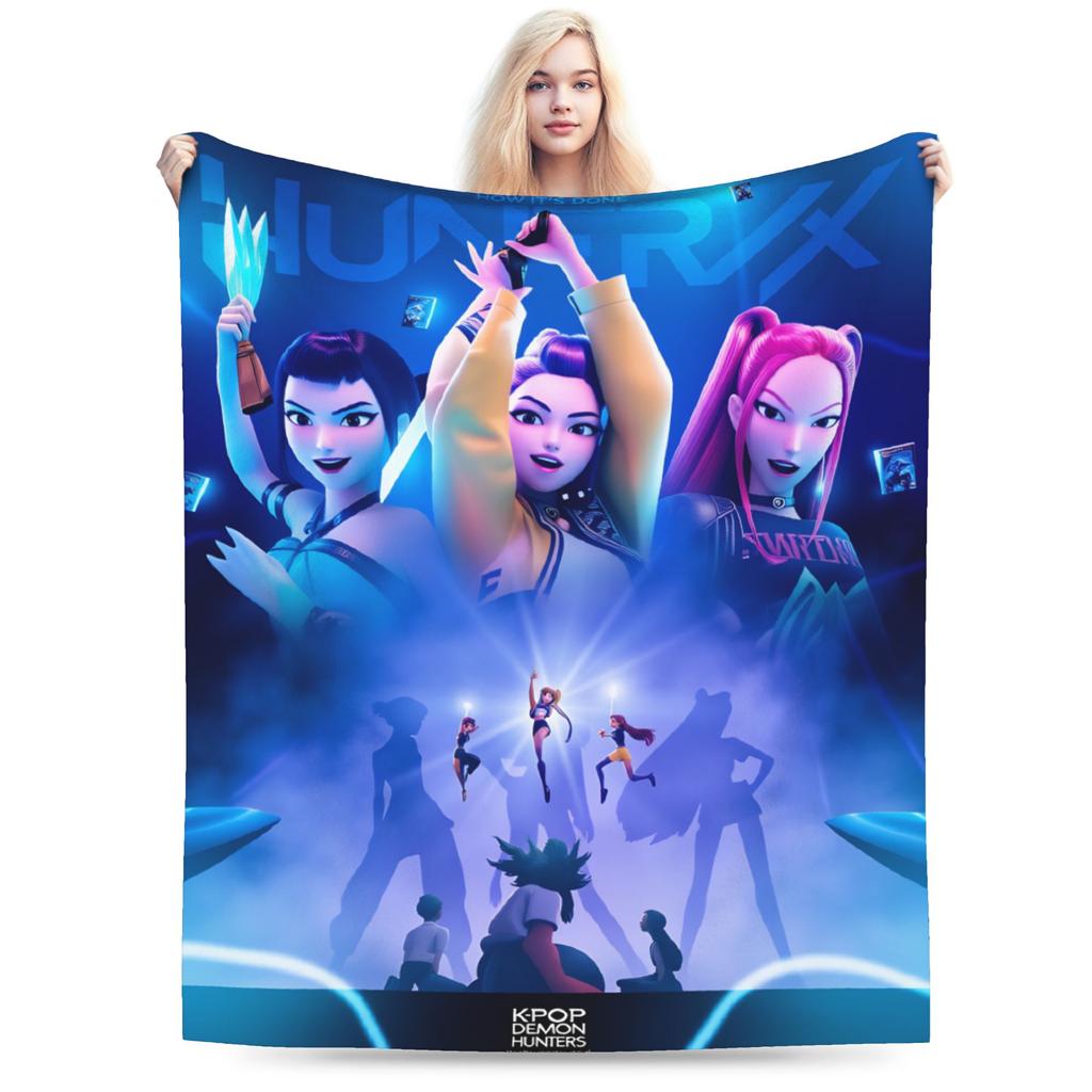 Kpop-inspired Flannel Blanket Winter Warm Soft Throw Blanket for Children Bedroom Comfortable Bedspread Sofa Bed Cover