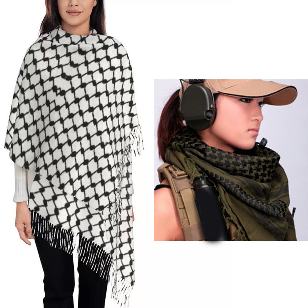 Adult Arab Style Pray Keffiyeh for Wedding Church Outdoor Travel Keffiyeh with Long Tassels Hot Weather Supplies