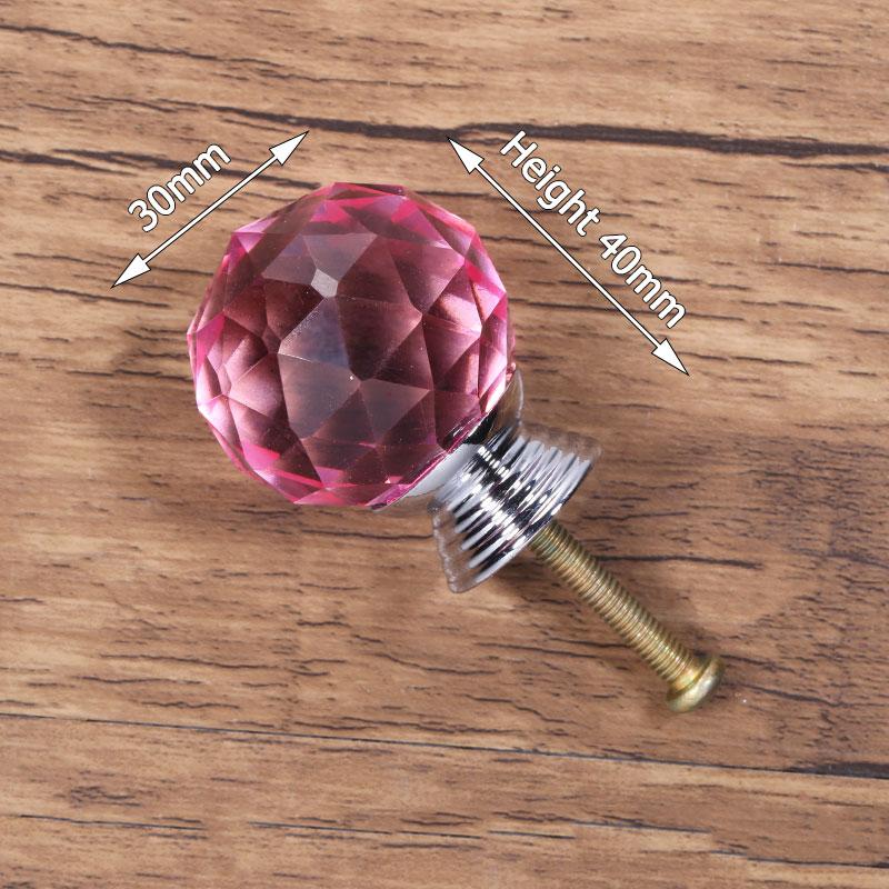 KAK 30mm Crystal Glass Knobs Cabinet Handles Colorful Crystal Ball Cupboard Pulls Drawer Knobs Kitchen Furniture Handle Hardware
