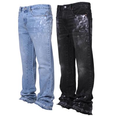 Herren Vintage Jeans Lässig Gerade Mittlere Taille Denimhosen Distressed Gewaschene Hosen