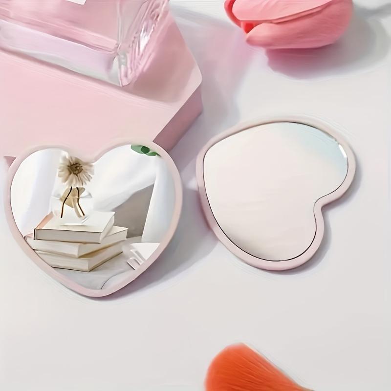 36pcs Gift Set Pink Heart-Shaped Makeup Mirror Pink Gauze Bag with Thank You Card Mini Portable Cute Mirror Wedding Party Favors