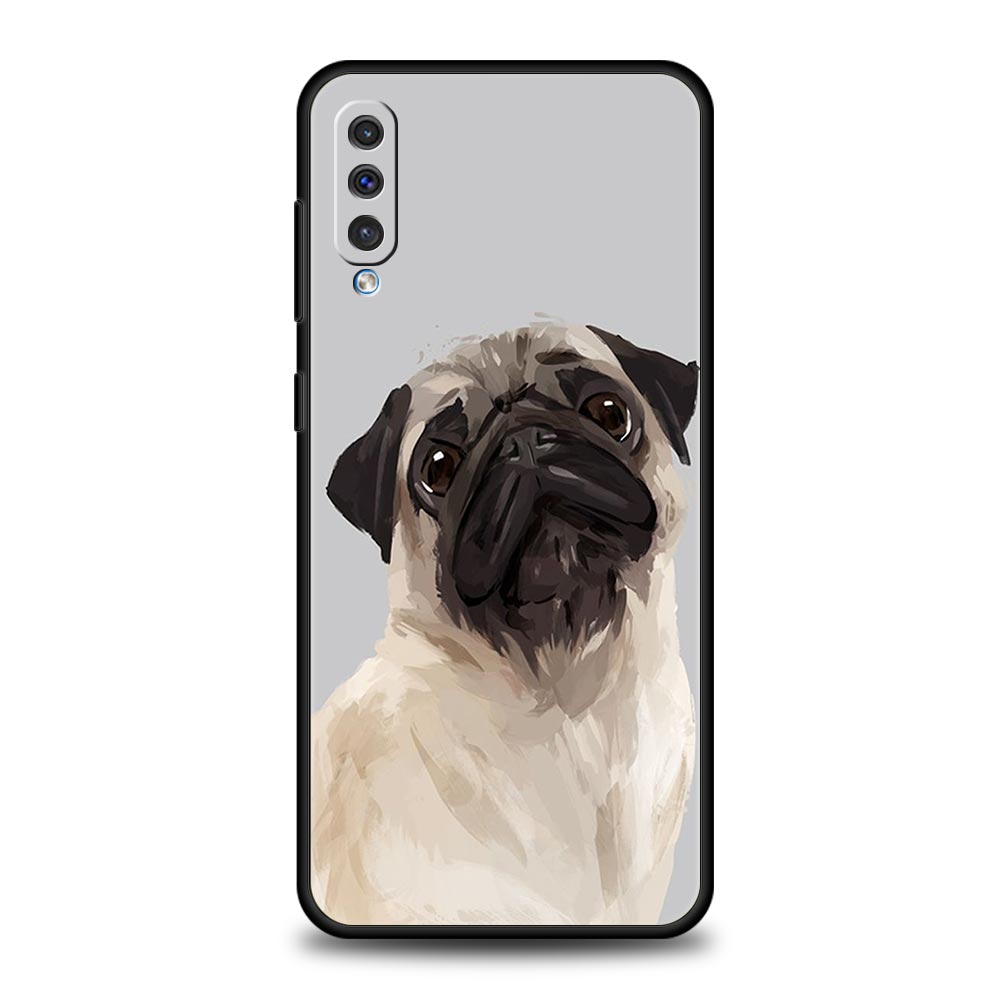 Cute Pug Dog Phone Case For Samsung A54 A52 A24 A14 A50 A70 A10 A30 A40 A20S A20E A06 A02S A12 A22 A34 A42 A32 5G A04s A16 Cover