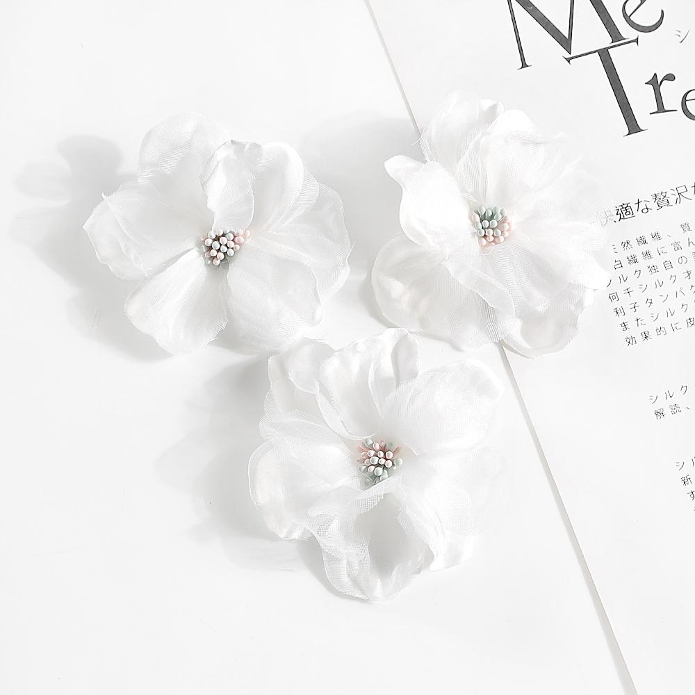 5Pcs Artificial Flowers Heads Chiffon Yarn Fake Flowers For Home Decor Marriage Wedding Decoration Craft Garland Gift Accessory