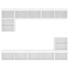 8-Piece TV Furniture Set with LED, White