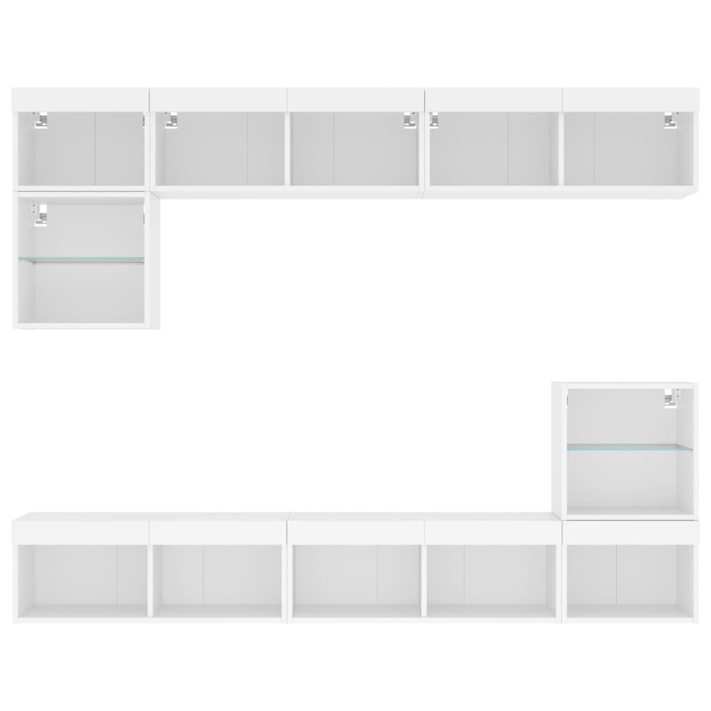 8-Piece TV Furniture Set with LED, White