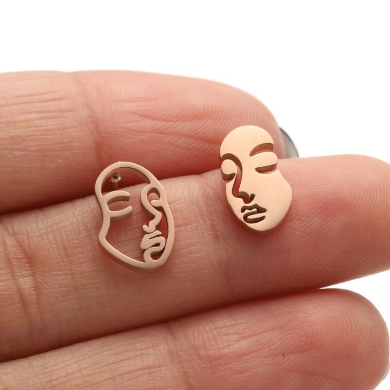 Halloween Asymmetrical Stainless Steel Pumpkin Skull Face Earrings