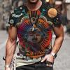 Vintage Ethnic Style Pattern T-Shirts Summer Fashion Trend Short Sleeve Casual Streetwear Loose Mens Clothing 3D Printed Men's T-shirts