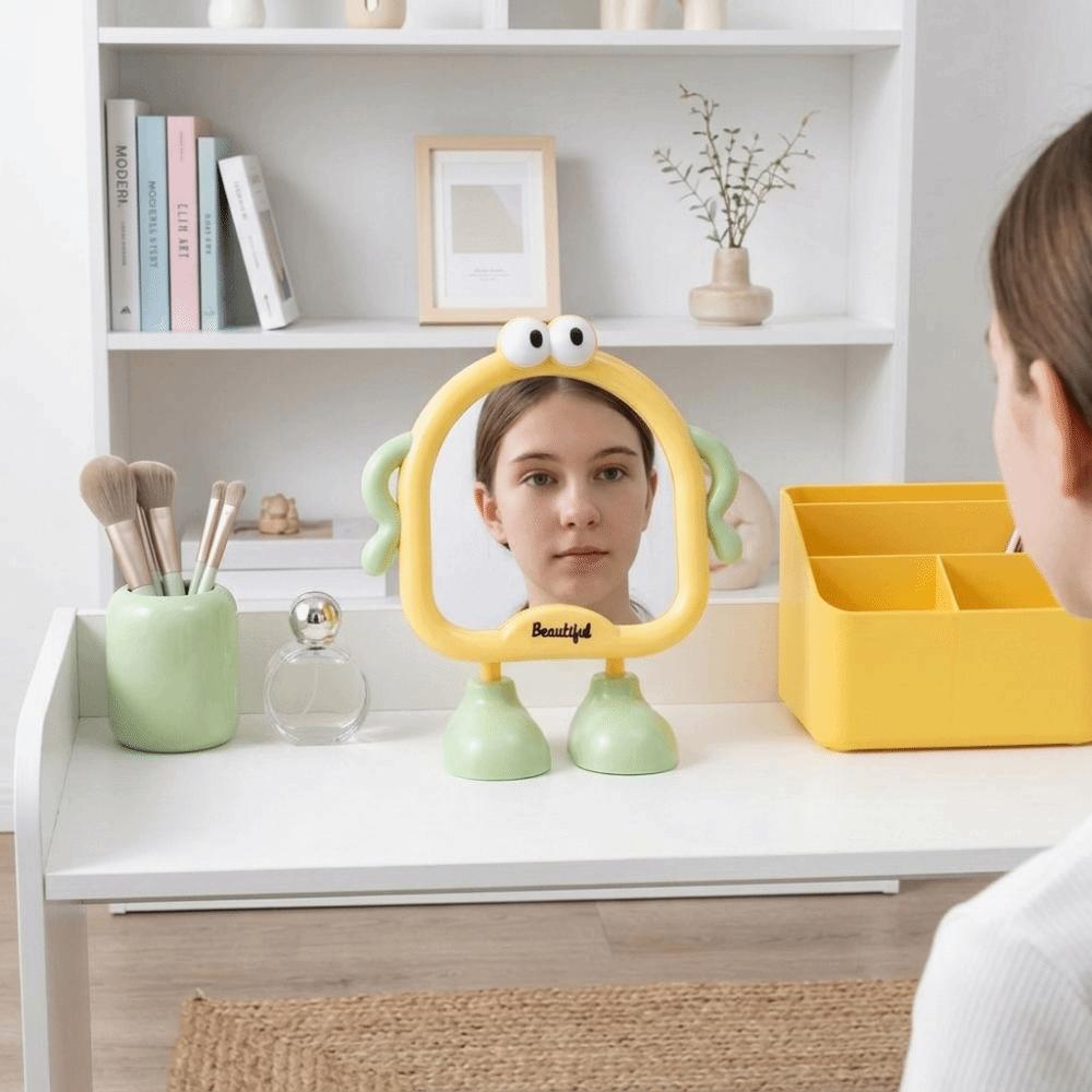 Funny Makeup Mirror Adjustable Angle Desktop Mirror Big Eyes Decorative Mirror Student Dormitory