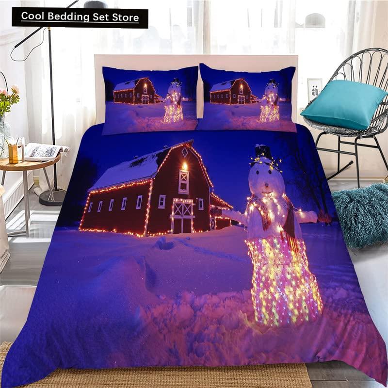 

Детский мультяшный снеговик король королева пододеяльник зимний пододеяльник белый снежинка рождественский комплект постельного белья полиэстер одеяло чехол EU single(135x200cm)